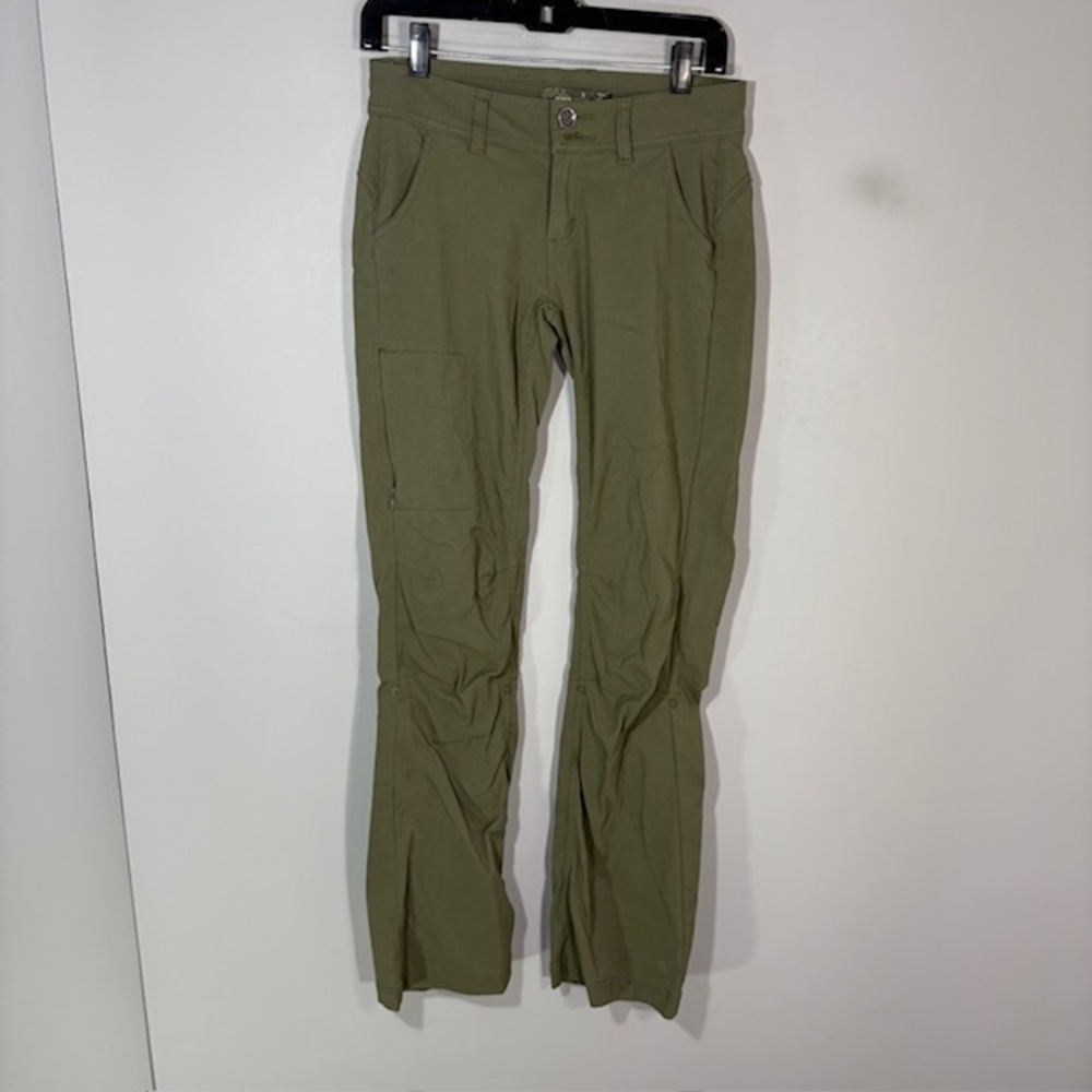 PrAna Pants Womens 0 Green Cargo Straight Leg Zip Pockets Quick Dry Stretch